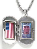 Vermeil Sterling Gold Star Flag Dog Tag Locket Pendant